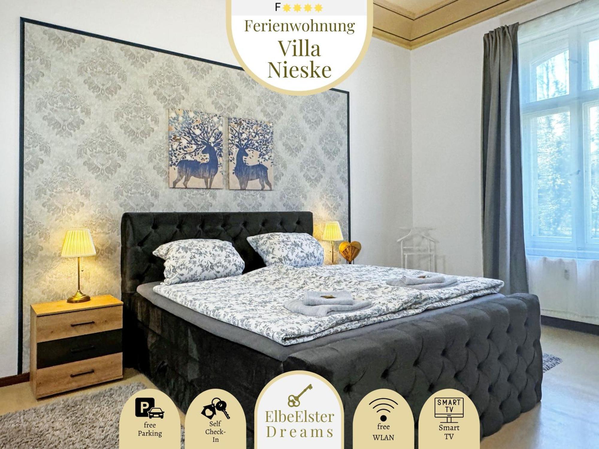 Ferienwohnung Villa Nieske - Jugendstil Denkmal, Free Wlan & Parken, Self Check-In, Smart-Tv Herzberg  Dış mekan fotoğraf